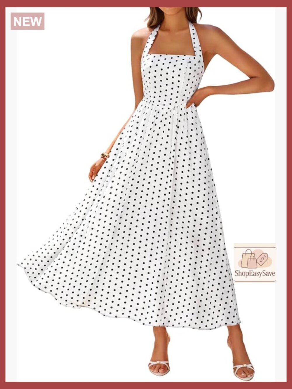 Floral Halter Midi Dress Sleeveless High Waist A-Line Casual Elegant Summer